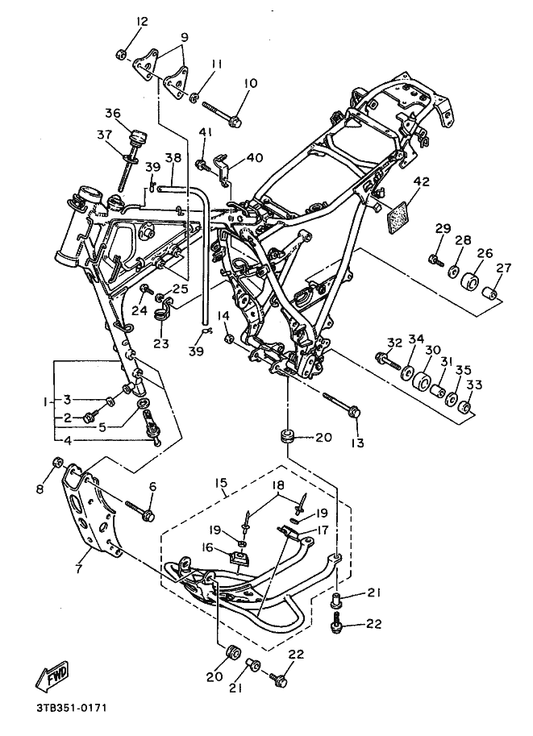 Yamaha 3TB-21771-00 Body, Cap — shown on the Frame parts diagram