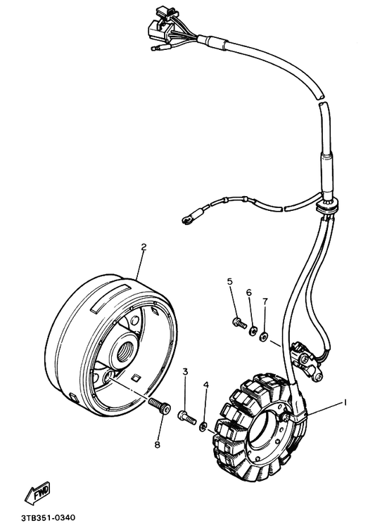 Yamaha 3TB-81410-00 Stator Assy — shown on the Generator parts diagram