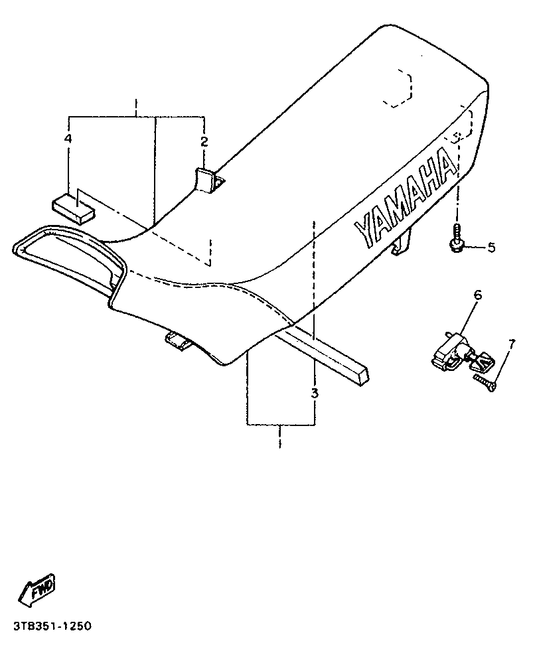 Yamaha 3TB-24185-00 . Damper, Locating 5 — shown on the Seat parts diagram