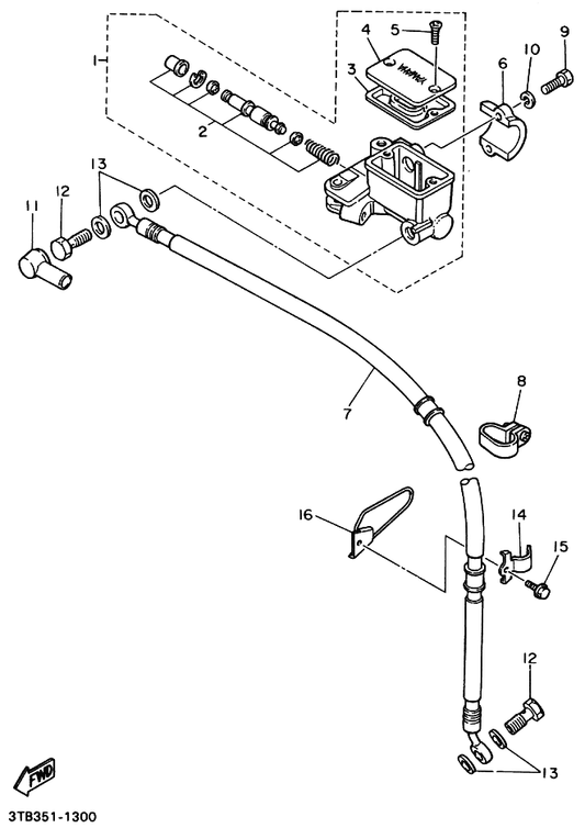 Yamaha 3TB-25870-00 Master Cylinder Sub Assy — shown on the M. Cylinder For Disk Brake parts diagram