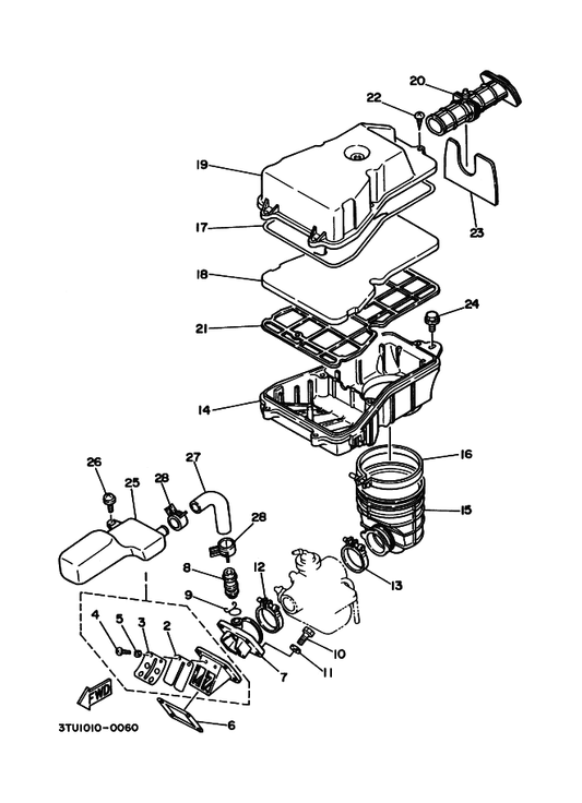 Yamaha 3TU-13613-00 . リード,バルブ — shown on the インテーク parts diagram