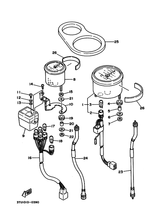Yamaha 90387-053H3 Collar — shown on the メータ parts diagram
