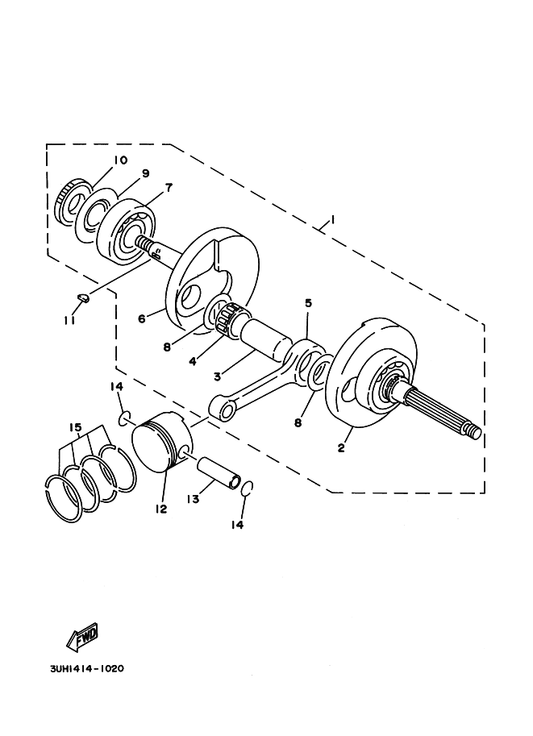 Yamaha 4CW-E1633-00 Pin, Piston — shown on the Crankshaft & Piston parts diagram