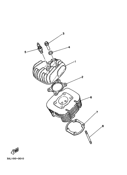 Yamaha 3UL-11351-00 Gasket, Cylinder — shown on the Cylinder Head parts diagram