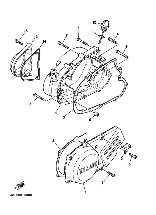Yamaha 3UL-15456-01 Gasket, Oil Pump Cover 1 — shown on the Crankcase Cover 1 parts diagram