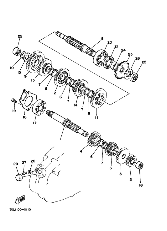 Yamaha 90338-20023 Plug — shown on the Transmission parts diagram