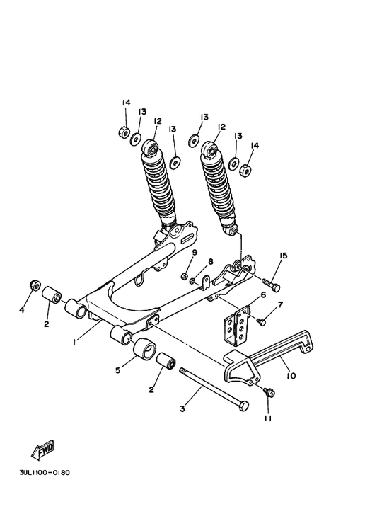Yamaha 276-22123-00 Bush 1 — shown on the Rear Arm & Suspension parts diagram