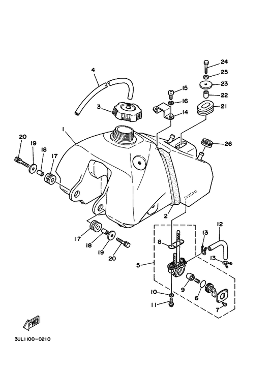 Yamaha 36R-24500-01 Fuel Cock Assy 1 — shown on the Fuel Tank parts diagram