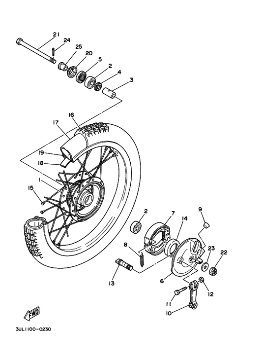 Yamaha 90338-18014 Plug — shown on the Front Wheel parts diagram