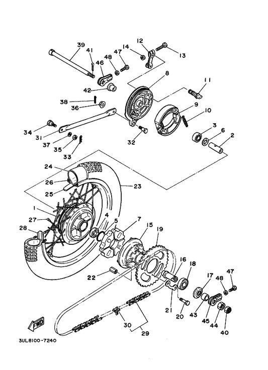Yamaha 90101-06016 Bolt — shown on the Rear Wheel parts diagram
