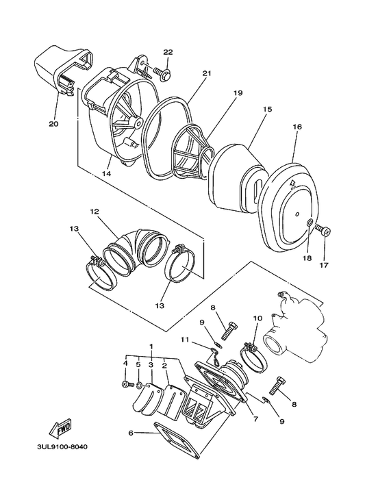 Yamaha 560-13565-00 Joint, Carburetor — shown on the Intake parts diagram