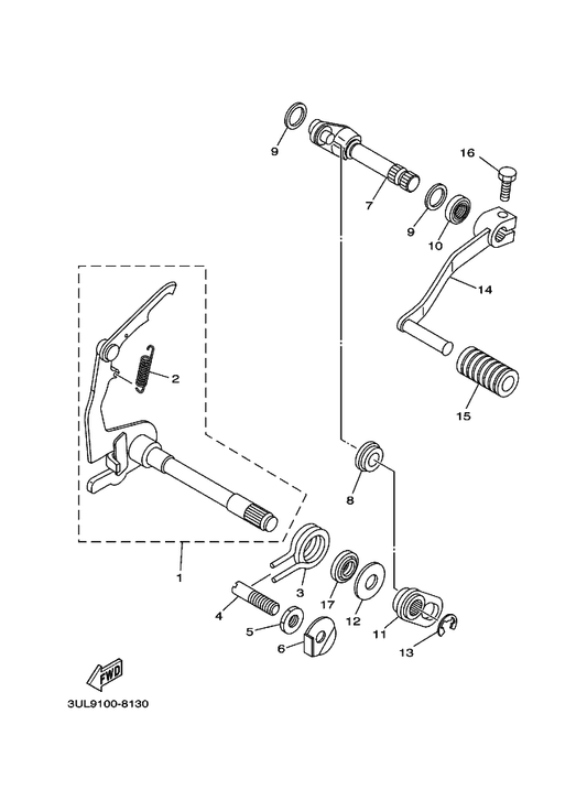 Yamaha 90215-08014 Washer, Lock — shown on the Shift Shaft parts diagram