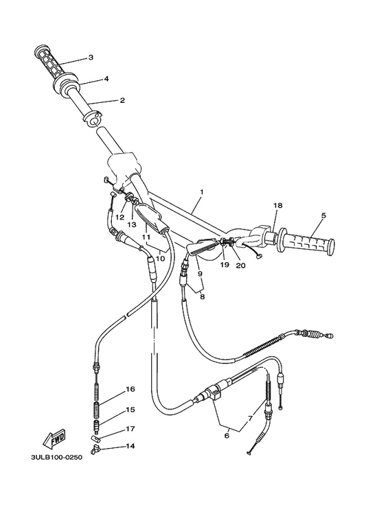 Yamaha 90387-225N2 Collar — shown on the Steering Handle & Cable parts diagram