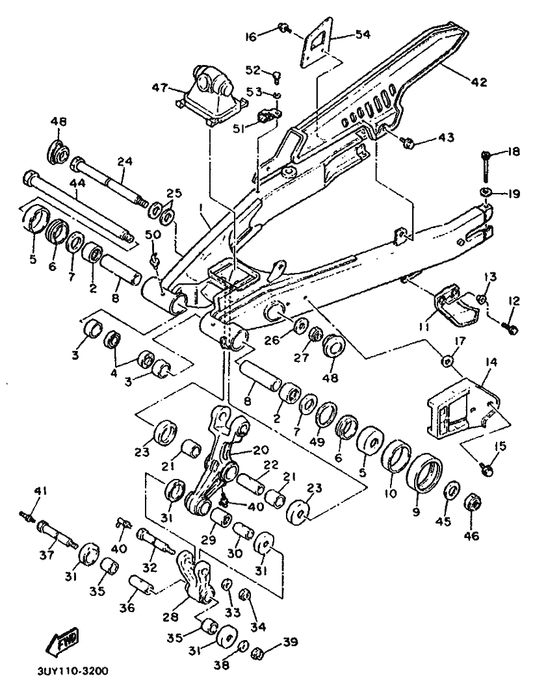 Yamaha 5X6-22151-10 Seal, Guard — shown on the Rear Arm parts diagram