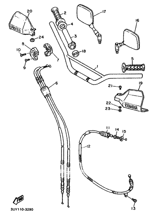 Yamaha 1VJ-26282-00 Cap, Grip Lower — shown on the Steering Handle & Cable parts diagram