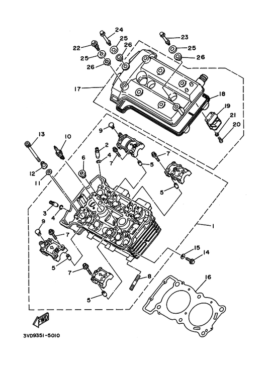 Yamaha 90109-064F0 Bolt — shown on the Cylinder Head parts diagram