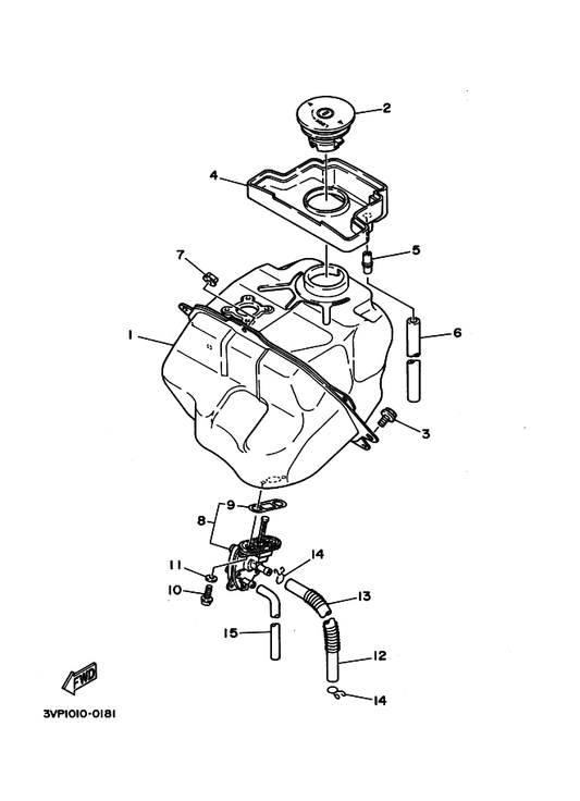 Yamaha 3VP-24110-10 フユエルタンクコンプリート — shown on the フユエルタンク 1 (3Vr1,2,7,8,9) parts diagram
