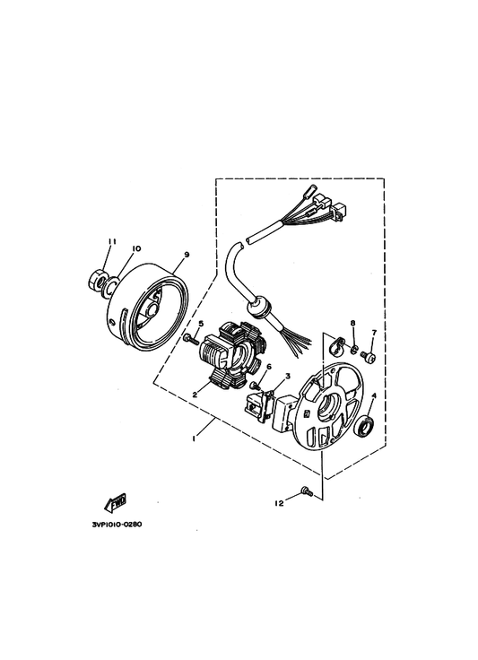 Yamaha 3WF-85550-01 ロータアセンブリ — shown on the ゼネレータ parts diagram
