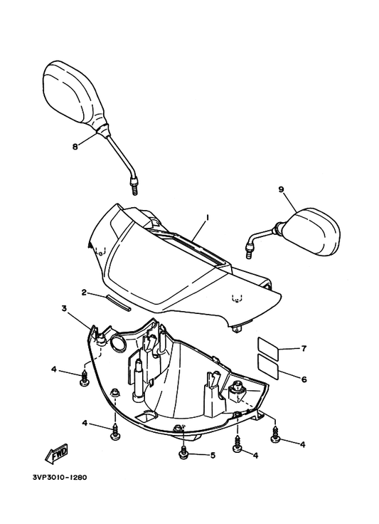 Yamaha 3AJ-28371-00 ダンパ — shown on the カウリング 1 parts diagram