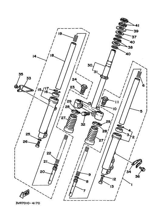 Yamaha 3VR-23157-00 . リング,ピストン — shown on the フロントフオーク parts diagram