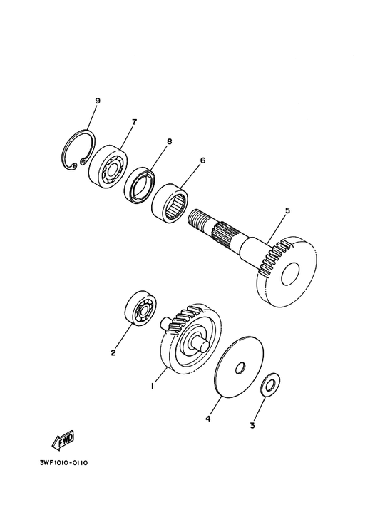 Yamaha 3WF-17410-00 メインアクスルコンプリート(47/11T) — shown on the トランスミツシヨン parts diagram
