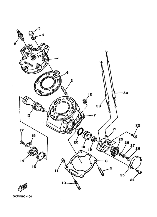 Yamaha 3BN-1133F-00 Cable, Pulley 2 — shown on the シリンダ parts diagram