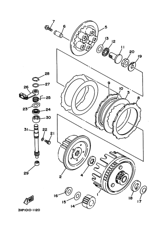 Yamaha 90201-180P2 Washer, Plate — shown on the クラツチ parts diagram