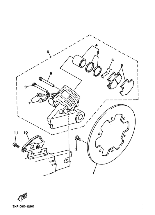 Yamaha 3XP-W0046-00 . ブレーキパツドキツト 2 — shown on the リヤブレーキキヤリパ parts diagram