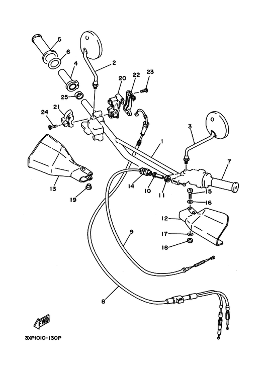 Yamaha 3BN-26142-20 Guard, Brush 2 — shown on the ステアリングハンドル. ケーブル parts diagram