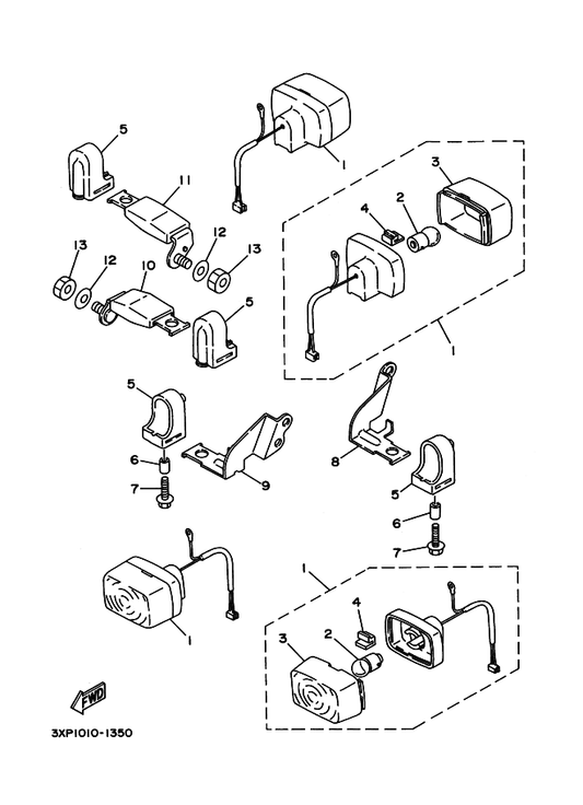 Yamaha 1KH-83321-00 ダンパ,フラツシヤ 1 — shown on the フラツシヤライト parts diagram