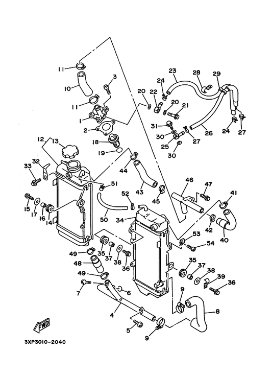Yamaha 93210-16500 . O-リング — shown on the ラジエタ. ホース parts diagram