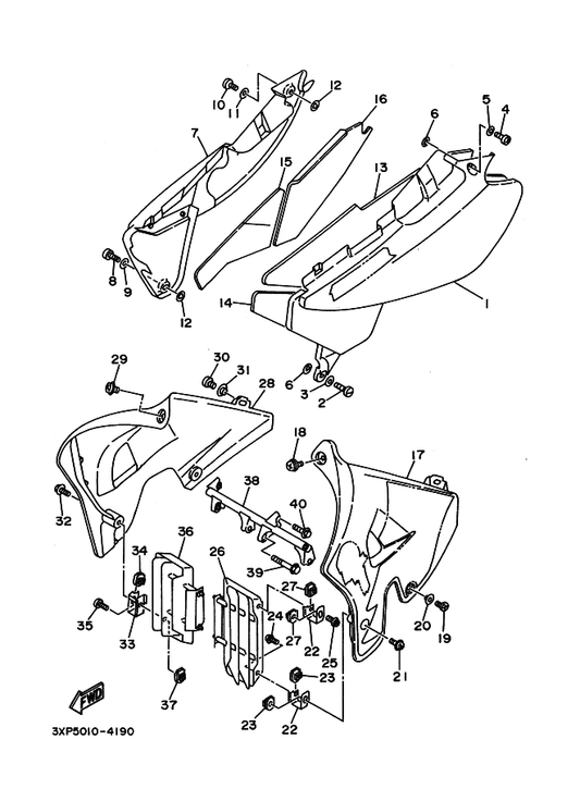 Yamaha 90159-06160 Screw, With Washer — shown on the サイドカバー 2 (3Xp3,4,5) parts diagram