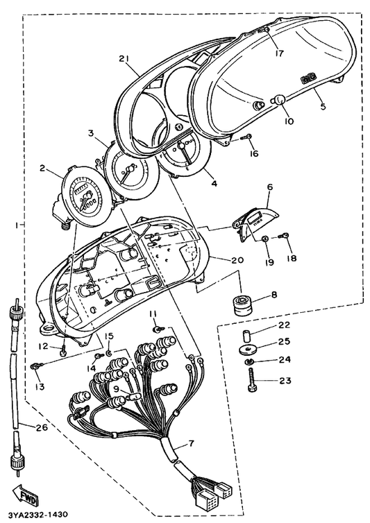 Yamaha 90167-04021 . Screw, Tapping — shown on the メータ parts diagram