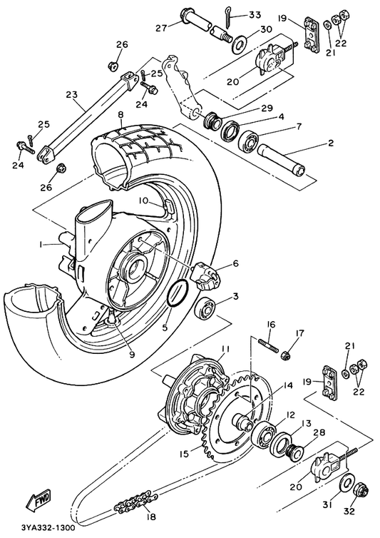 Yamaha 93306-30562 Bearing — shown on the リヤホイール parts diagram