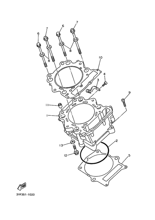 Yamaha 93211-01467 O-Ring — shown on the Cylinder parts diagram