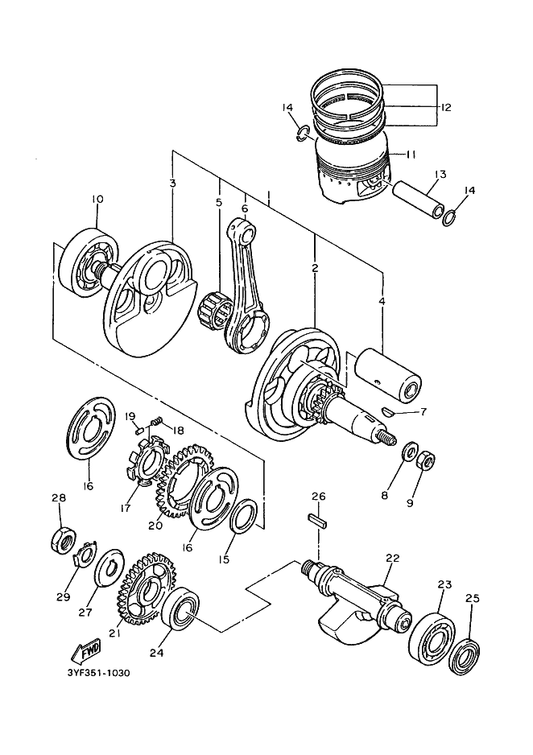 Yamaha 90215-16242 Washer, Lock — shown on the Crankshaft & Piston parts diagram
