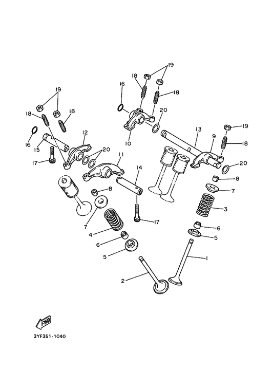 Yamaha 3YF-12161-00 Arm, Valve Rocker 2 — shown on the Valve parts diagram