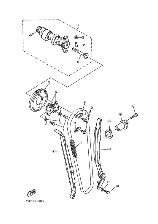 Yamaha 97017-05016 Bolt — shown on the Camshaft & Chain parts diagram