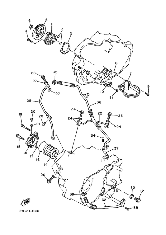 Yamaha 3AJ-13161-01 Pipe, Delivery 1 — shown on the Ylpumpe parts diagram