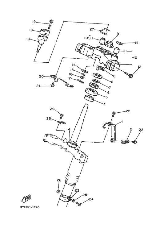 Yamaha 1E6-23441-00 Holder, Handle Upper — shown on the Steering parts diagram