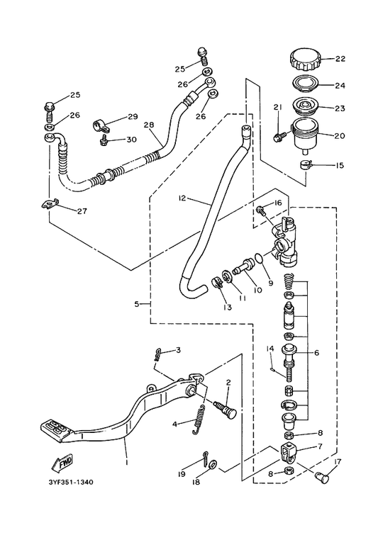 Yamaha 3PA-2582A-50 . Joint — shown on the M. Cylinder For Disk Brake parts diagram