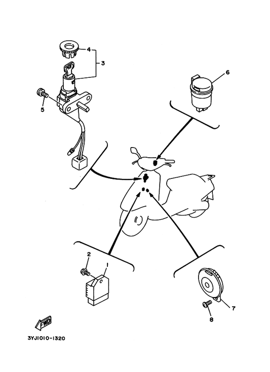 Yamaha 2EX-82552-20 . キヤツプ,スイツチ — shown on the エレクトリカル 1 parts diagram