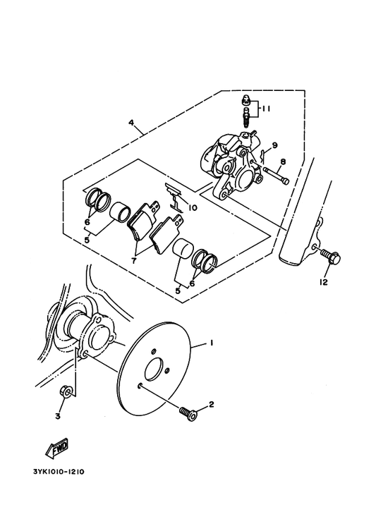 Yamaha 3YK-W0045-01 . ブレーキパツドキツト — shown on the フロントブレーキキヤリパ parts diagram
