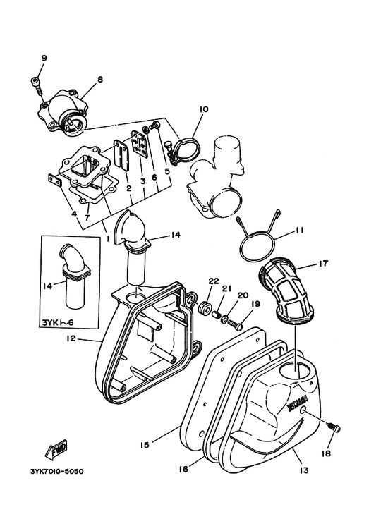 Yamaha 3YJ-14453-00 Joint, Air Cleaner 1 — shown on the インテーク parts diagram