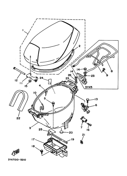 Yamaha 3YJ-24780-02 シートロツクアセンブリ — shown on the シート parts diagram