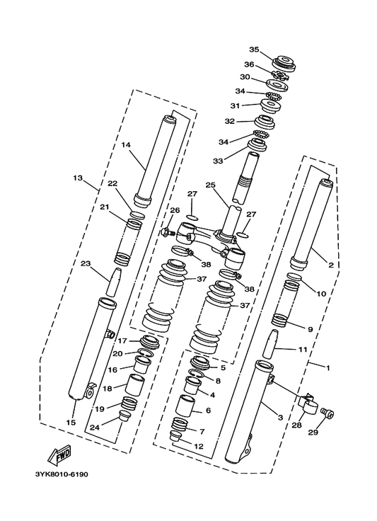 Yamaha 93505-32002 . Ball — shown on the フロントフオーク 3 (3Yk5) parts diagram