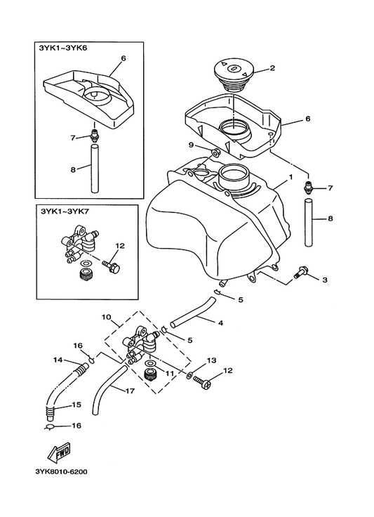 Yamaha 91A20-07039 チユーブ,フレキシブルビニール — shown on the フユエルタンク parts diagram