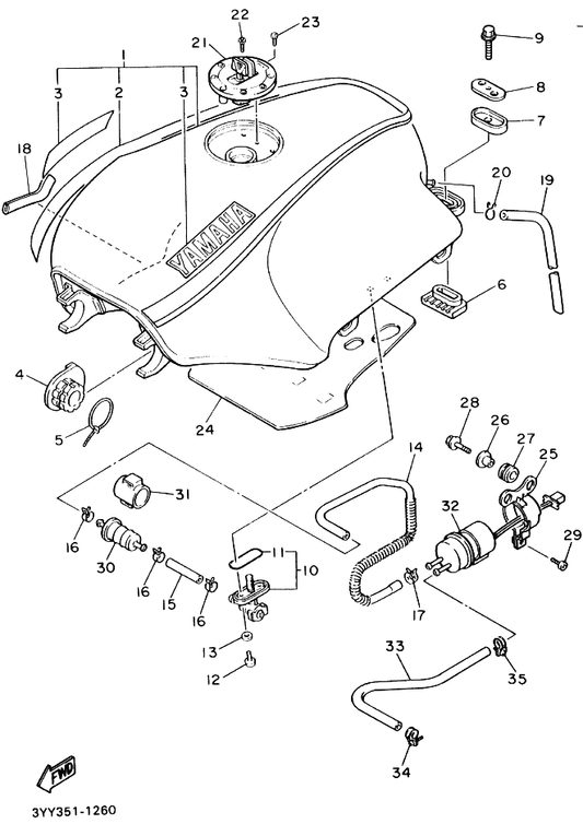 Yamaha 3CV-24110-00-09 フユエルタンクコンプリート — shown on the フユエルタンク parts diagram