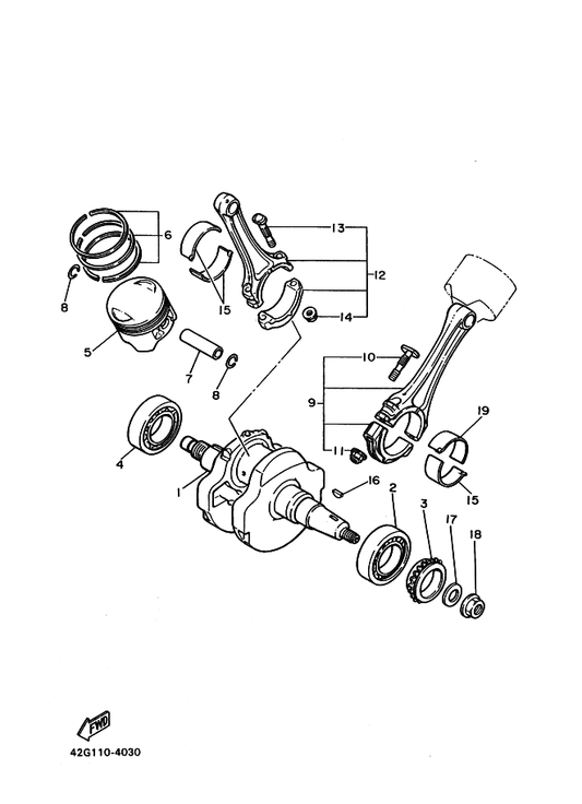 Yamaha 1TA-11636-00 Piston (0.50Mm O/S) — shown on the Crankshaft & Piston parts diagram