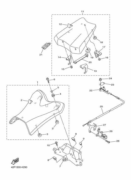 Yamaha 39P-24718-00 . Bracket, Seat — shown on the Seat parts diagram
